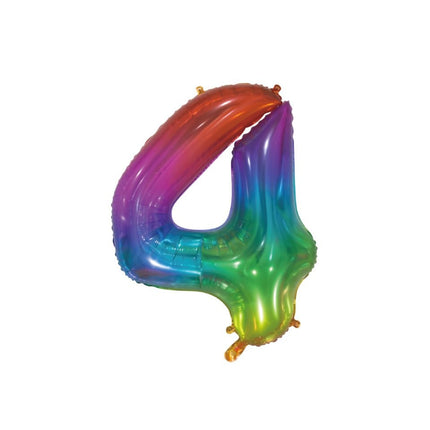 Folienballon Figur 4 Regenbogen Transparent 66cm