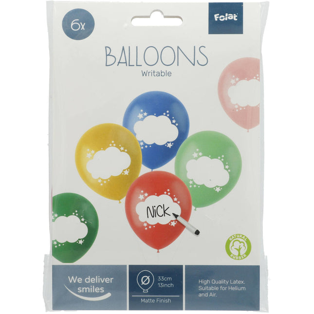 Ballons Beschreibbar Bunt 33cm 6Stk