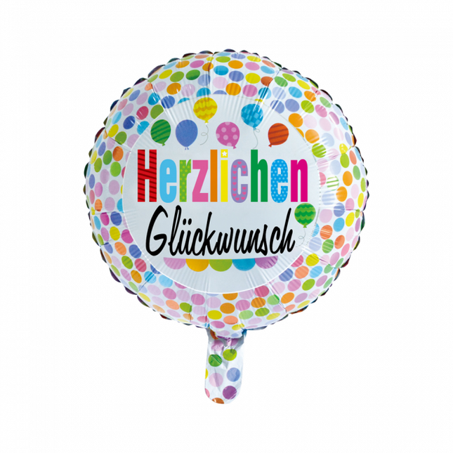 Heliumballon Herzlichen Gl√ºckwunsch Konfetti 45cm leer