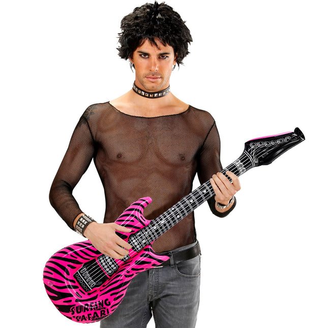 Zebra Fake Gitarre Rosa Aufblasbar 1,05m