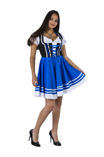 Oktoberfest Dirndl Kleid Oktoberfest Blau Weiß Damen 2 Stück