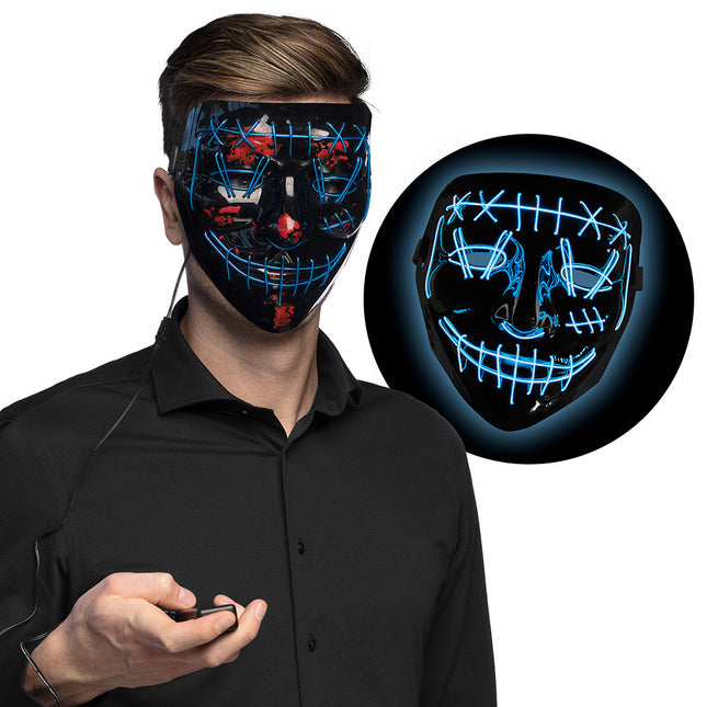 Halloween Led Maske Killer Lächeln Blau