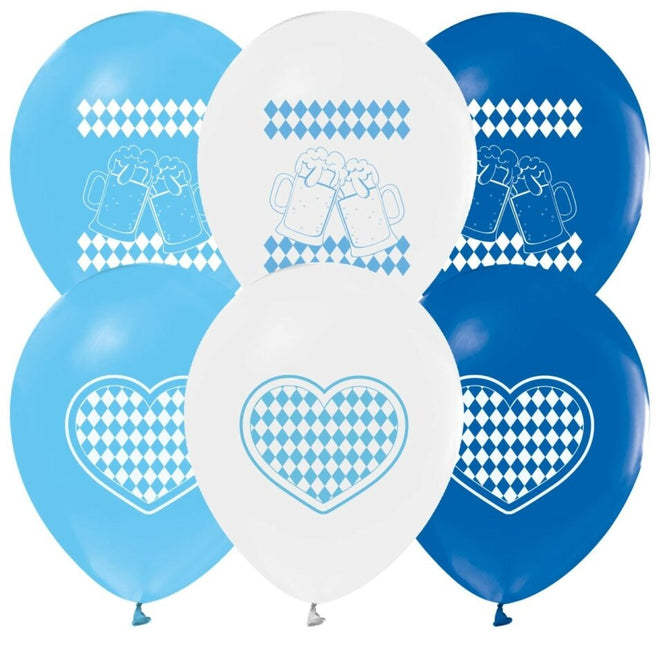 Oktoberfest Luftballons Blau Weiß 30cm 8Stk