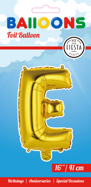 Folienballon Buchstabe E Gold 41cm mit Strohhalm