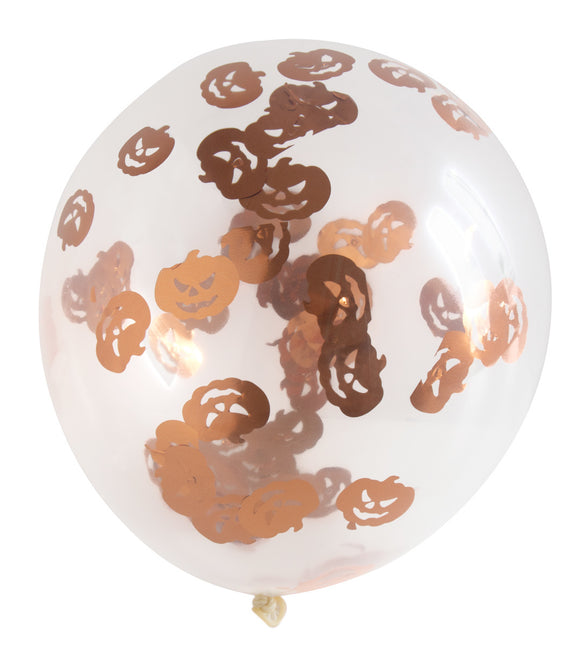 Halloween Konfetti Luftballons Kürbis 30cm 4Stück