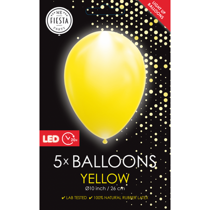 Gelbe LED-Ballons 26cm 5Stück