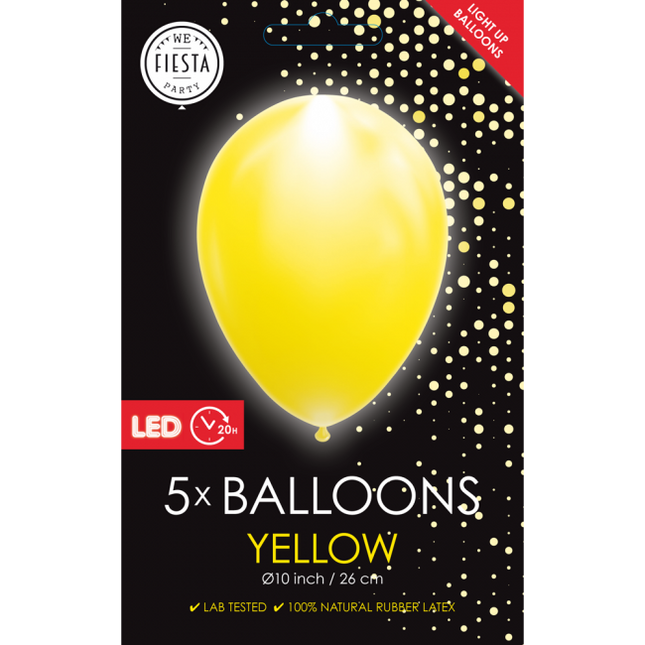 Gelbe Led-Ballons 26cm 5Stück