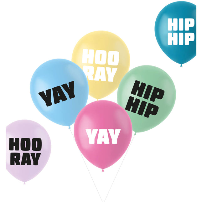 Ballons Hip Hip Hooray 33cm 6 Stk.