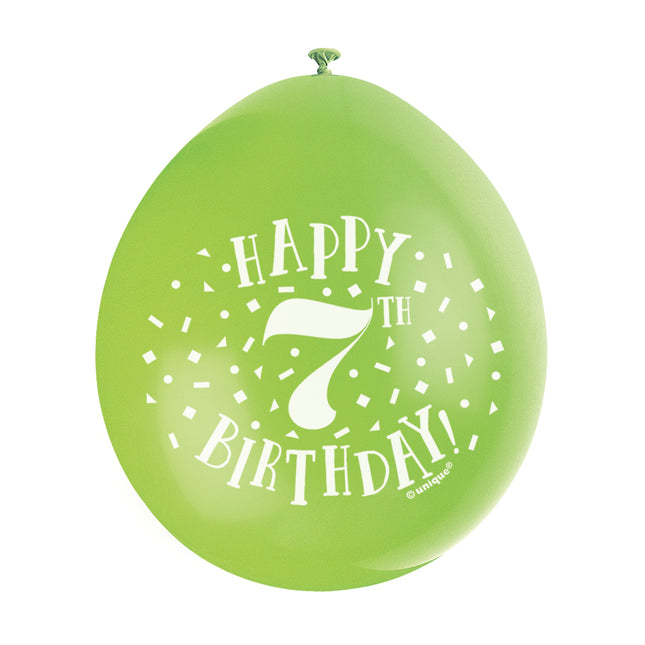 Luftballons Happy Birthday 7 Jahre 28cm 10Stk