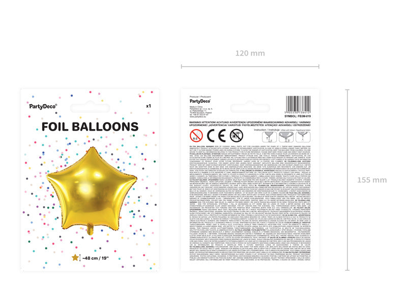 Heliumballon Star Gold Glänzend Leer 48cm