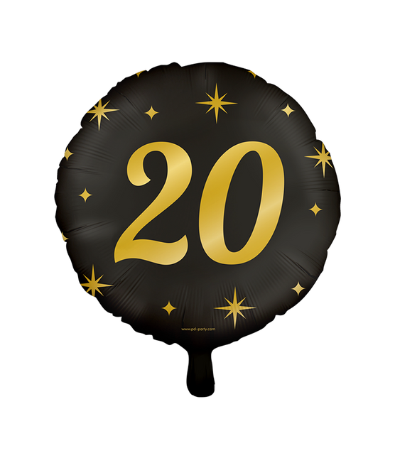 Gold Schwarz Helium Ballon 20 Jahre Leer