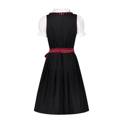 Schwarz Rot Dirndl Kleid Oktoberfest Damen Bordeaux