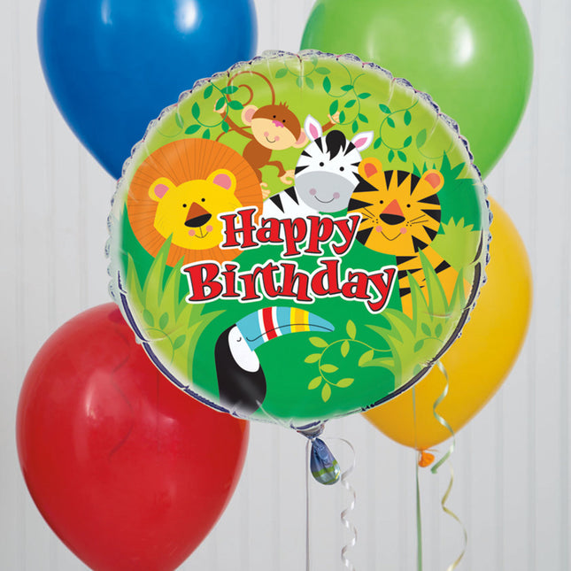 Helium Ballon Happy Birthday Dschungel 45cm leer