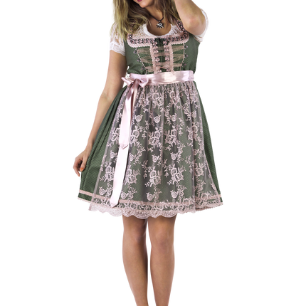 Weiß Grünes Dirndlkleid Oktoberfest Damen 2 Stück