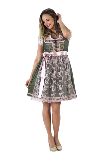 Weiß Grünes Dirndlkleid Oktoberfest Damen 2 Stück