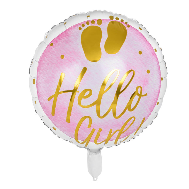 Geburt Heliumballon Hello Girl! Leer 45cm