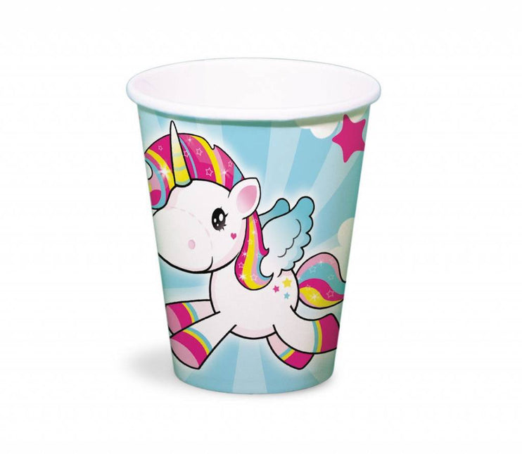 Einhorn Becher aus Pappe 250ml 8 Stk.