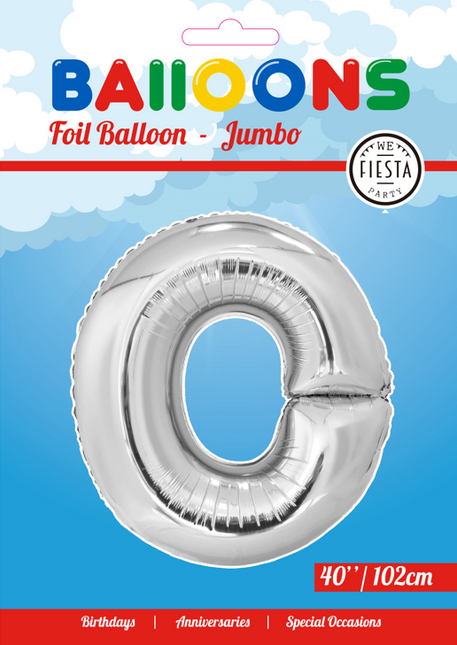 Folienballon Buchstabe O Silber XL 102cm leer