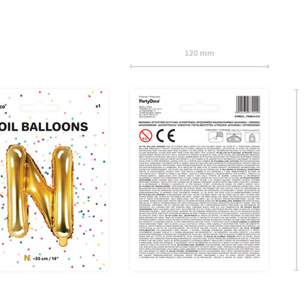 Folienballon Buchstabe N Gold Leer 35cm