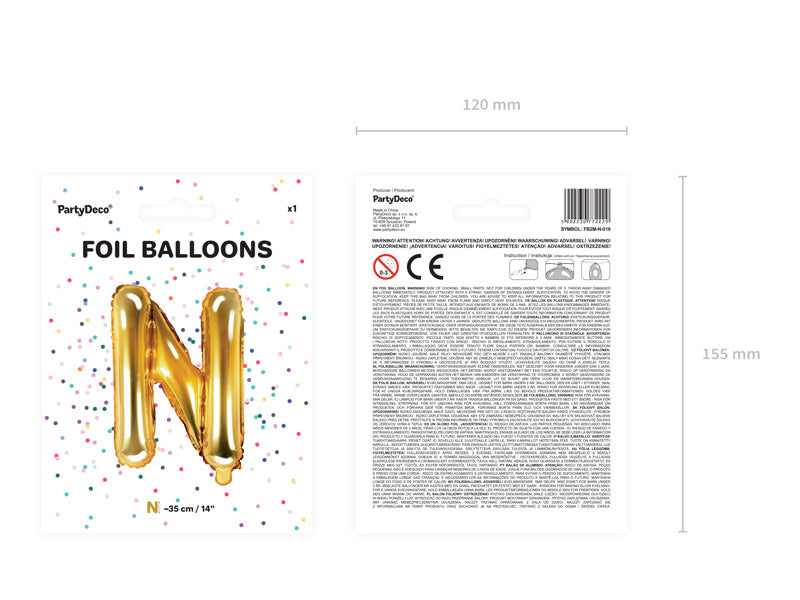 Folienballon Buchstabe N Gold Leer 35cm