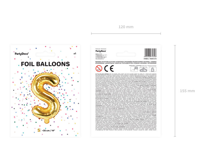 Folienballon Buchstabe S Gold Leer 35cm