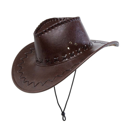 Cowboyhut Braun Leder-Look