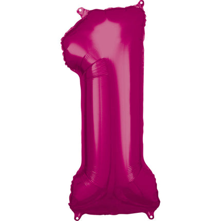 Folienballon Figur 1 Fuchsia 86cm leer