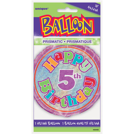 Heliumballon 5 Jahre Glitter 45cm leer