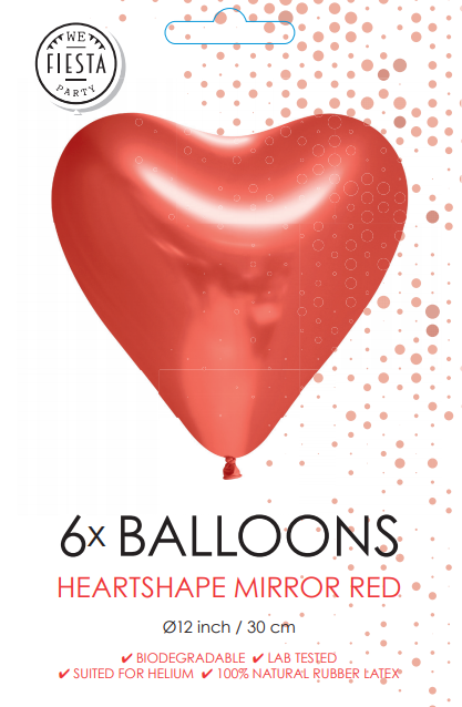 Herz Ballons Rot 30cm 6Stk