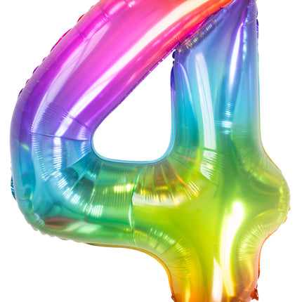 Folienballon Figur 4 Regenbogen XL 81cm leer