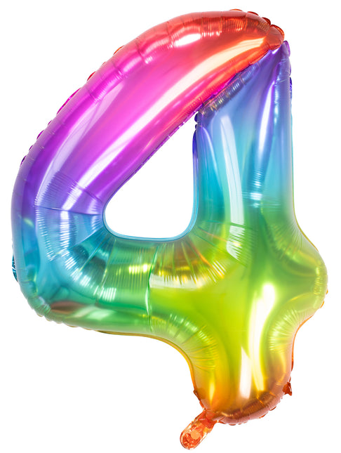 Folienballon Figur 4 Regenbogen XL 81cm leer