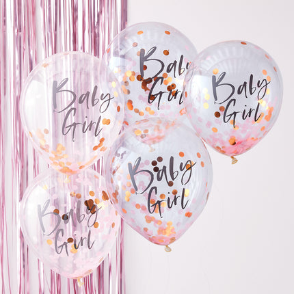 Rosa Konfetti Ballons Baby Girl 30cm 5Stk