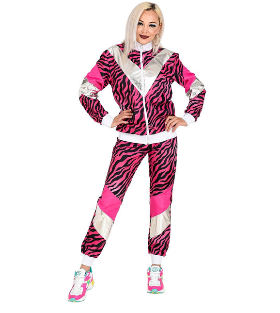 Neon 80S Trainingsanzug Fault Pink Tiger Print