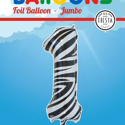 Folienballon Figur 1 Zebra XL 86cm leer