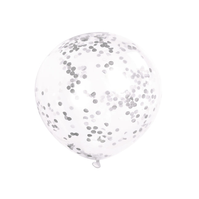 Konfetti Ballons Silber 30cm 6Stk