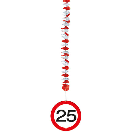 Hängende Dekoration 25 Jahre Verkehrsschild 75cm 3Stk.