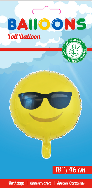 Heliumballon Emoji-Sonnenbrille 45cm leer
