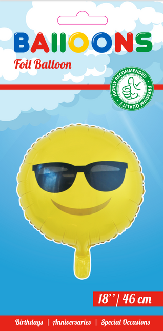 Heliumballon Emoji Sonnenbrille 45cm leer