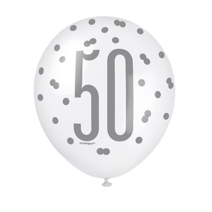 Ballons 50 Jahre Dots Blau 30cm 6Stück