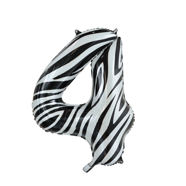 Folienballon Figur 4 Zebra XL 86cm leer