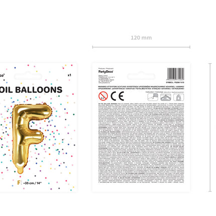 Folienballon Buchstabe F Gold Leer 35cm