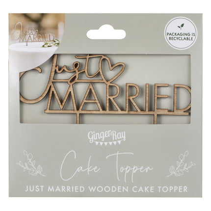 Tortenaufleger Just Married Holz 13,7cm