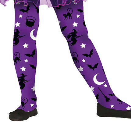 Lila Halloween Legging Hexe Kind