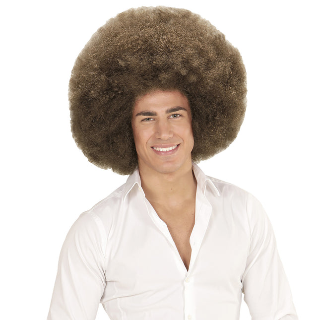 Braune Perücke Afro Extra Groß