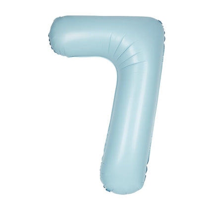 Blauer Figurenballon 7 Jahre Matt 86cm