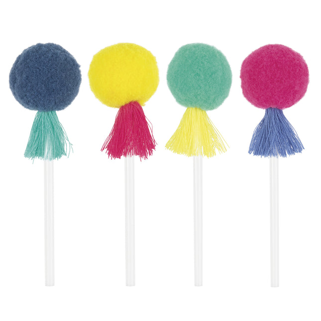 Bunte Cupcake Topper Pom Pom & Quasten 8 Stk.