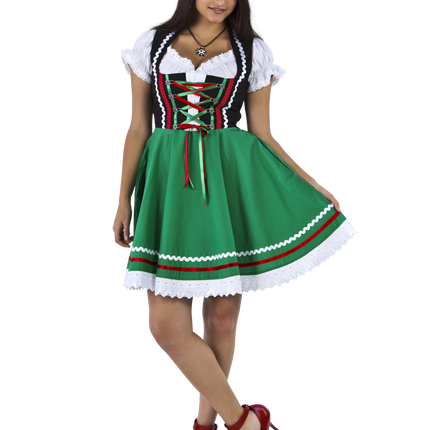 Oktoberfest Dirndl Kleid Oktoberfest Schwarz Grün Damen 2 Stück