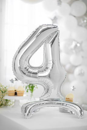 Folienballon Figur 4 Silber Standard Leer 70cm