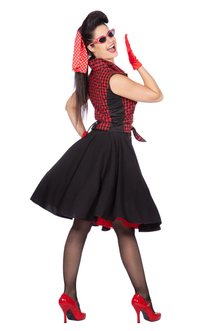 Rock N Roll 50S Kleid Schwarz Rot Damen