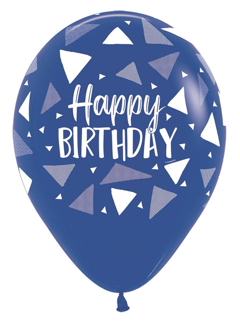 Ballons Happy Birthday Dreiecke Blau Mix 30cm 25Stk